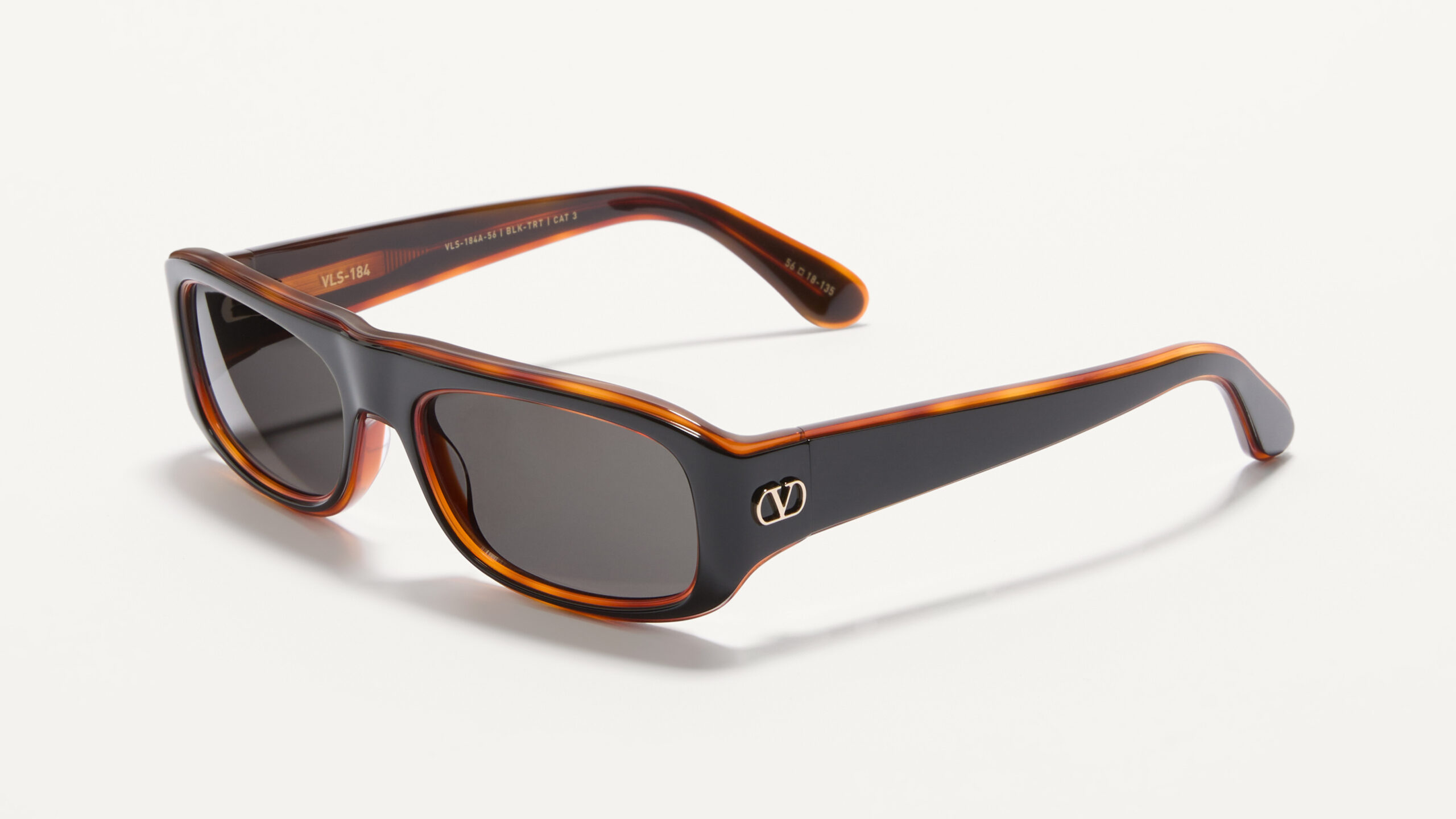 Valentino Eyewear, Modell Sleek Rectangular 90s SUN, Black/Dark Havana