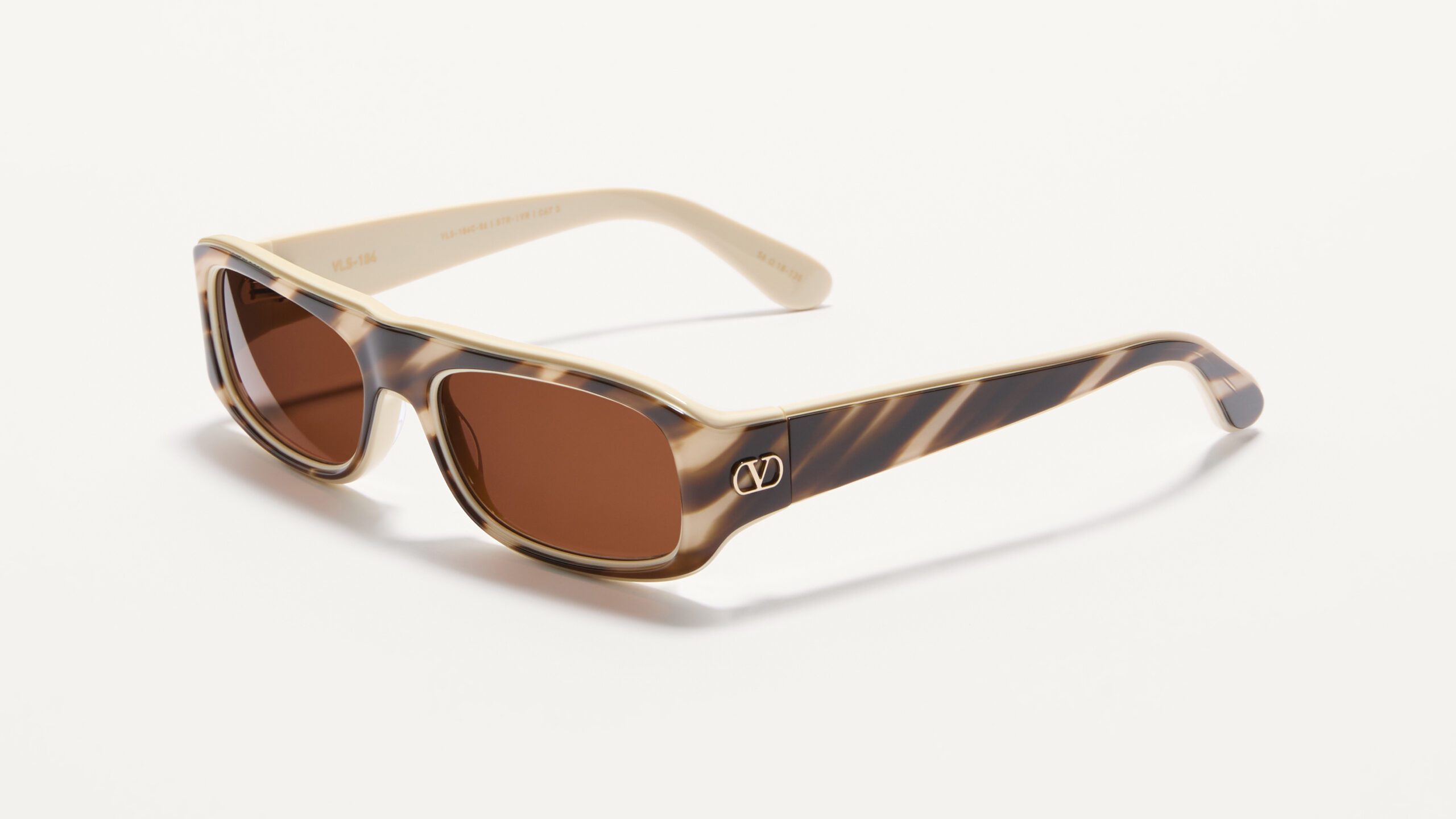 Valentino Eyewear, Modell Sleek Rectangular 90s SUN, Brown/Ivory Stripe